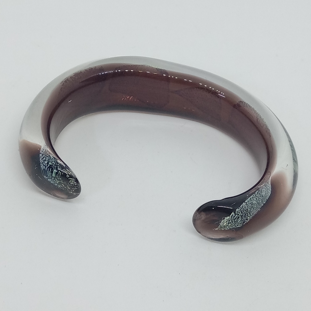 * vintage Dichroic Glass Snakeskin style pattern cuff bracelet - Picture 4 of 6